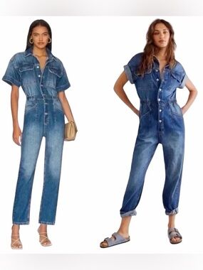 Free People Women's Blue Denim Jumpsuit Sz S
